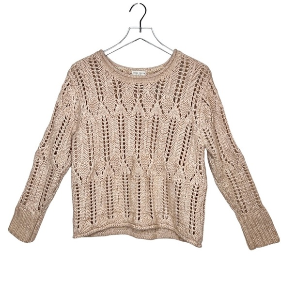 Dress Forum Crochet Knit Cream Wool Blend Women’s Crew Sweater Sz S - Picture 2 of 9